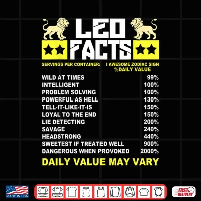 Design Funny Leo Zodiac Sign Leo Facts Shirt