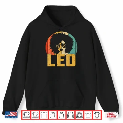 Hoodie Leo Afro Girl African American Women Zodiac Birthday Shirt