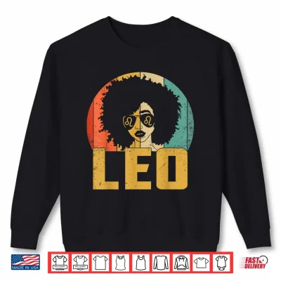 Sweatshirt Leo Afro Girl African American Women Zodiac Birthday Shirt