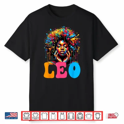 Leo Queen Curly Afro Black Women Melanin Art Zodiac Shirt