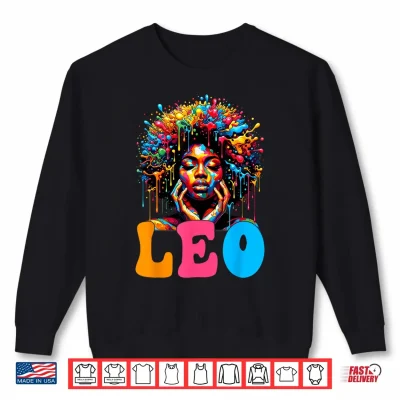 Sweatshirt Leo Queen Curly Afro Black Women Melanin Art Zodiac Shirt