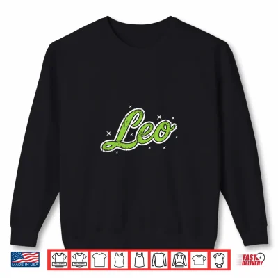 Sweatshirt Leo Retro Script Zodiac Green Shirt