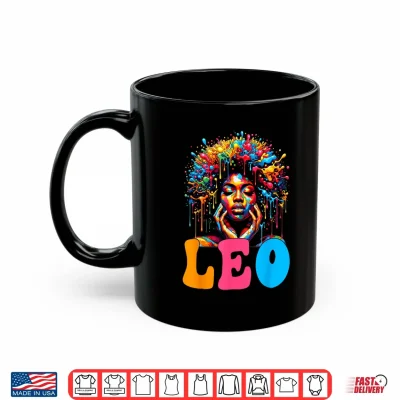Mug Leo Queen Curly Afro Black Women Melanin Art Zodiac Shirt