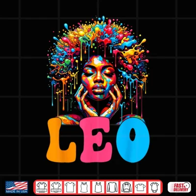 Design Leo Queen Curly Afro Black Women Melanin Art Zodiac Shirt