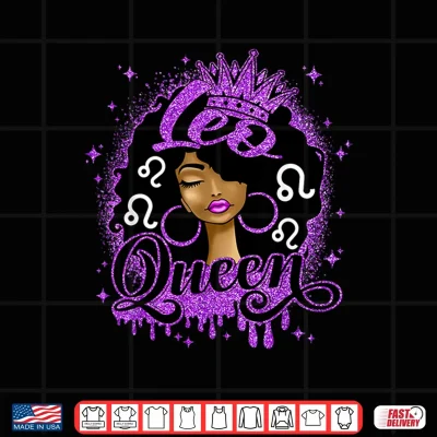 Design Leo Queen Curly Afro Women Birthday Zodiac Sign Shirt