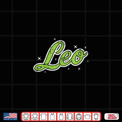 Design Leo Retro Script Zodiac Green Shirt