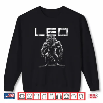 Sweatshirt Lion With Muscles Leo Zodiac Workout Gym Shirt