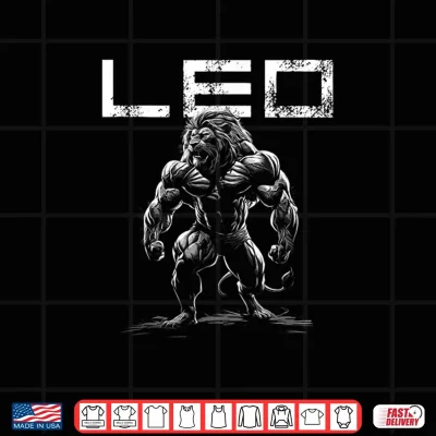 Design Lion With Muscles Leo Zodiac Workout Gym Shirt
