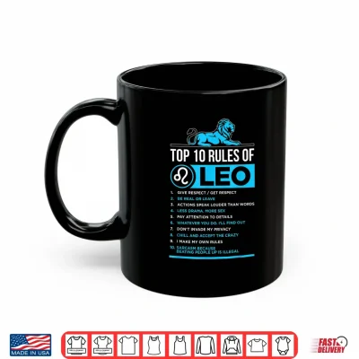 Mug Top 10 Rules Leo Zodiac Sign Facts Traits Horoscope Funny Shirt