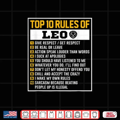 Design Top 10 Rules Of Leo Birthday Horoscope Shirt