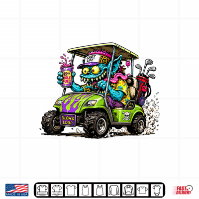 Design Funny and Wild Golf Cart Hotrod Golf Car Cartoon Shirt