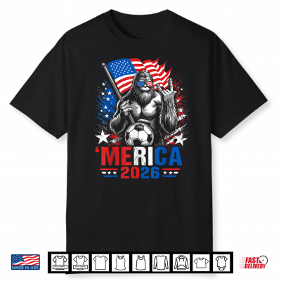 Patriotic Bigfoot Merica Soccer American Flag Men Boys Usa Shirt