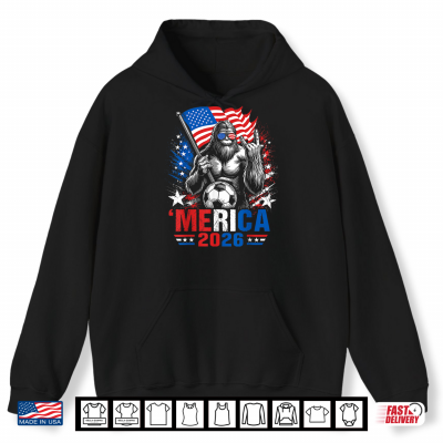 Hoodie Patriotic Bigfoot Merica Soccer American Flag Men Boys USA Shirt
