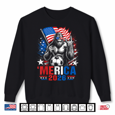 Sweatshirt Patriotic Bigfoot Merica Soccer American Flag Men Boys USA Shirt