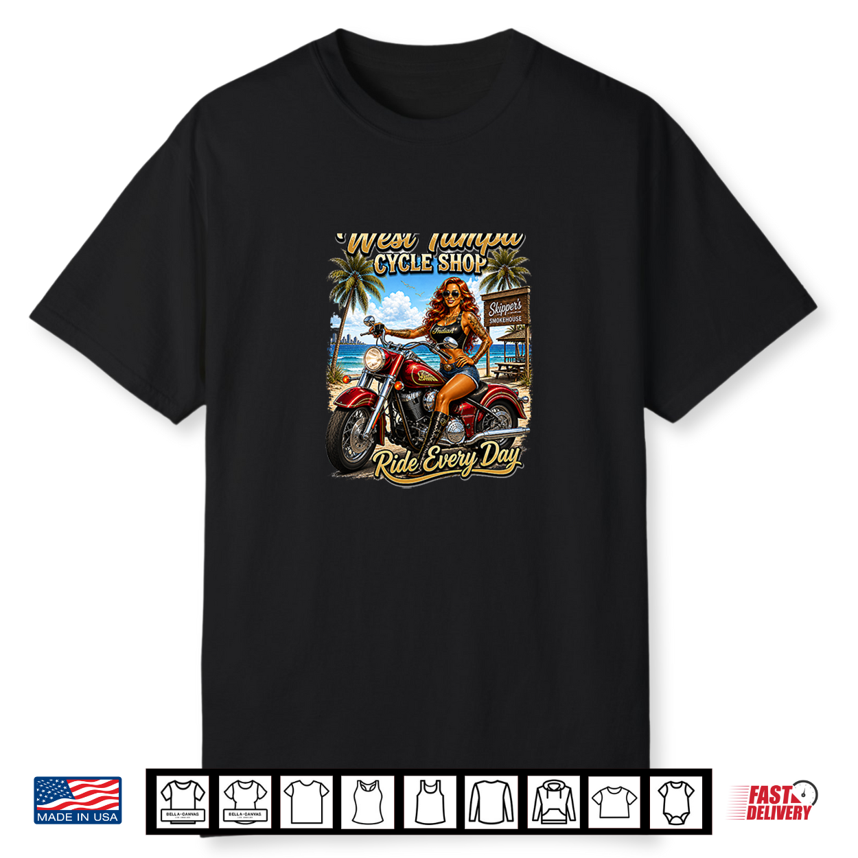 Ride Every Day Biker Beach Tee Premium Tri Blend Shirt Ride Every Day Biker Beach Tee Premium Tri Blend Shirt