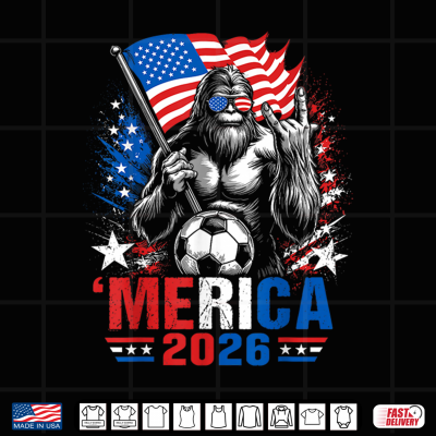 Design Patriotic Bigfoot Merica Soccer American Flag Men Boys USA Shirt