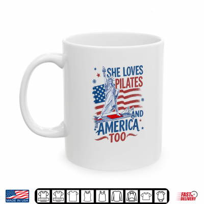 Mug She Loves Pilates and America Too Graphic Art Shirt