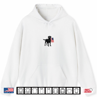 Hoodie Black Labrador Retriever Holding American USA Flag 4th July Shirt