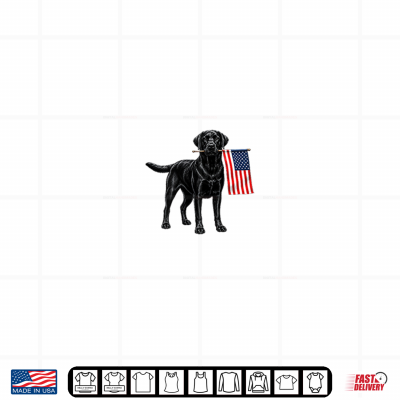Design Black Labrador Retriever Holding American USA Flag 4th July Shirt