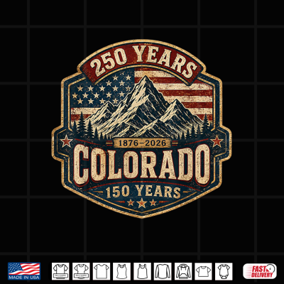Design America 250 Colorado 150 Years American Flag 4th of July Tee Shirt