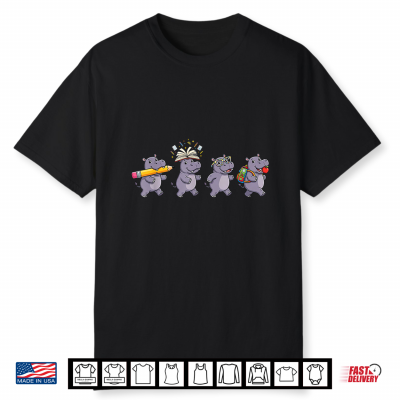 Funny Hippo Back To School Teacher Student Hippopotamus Shirt