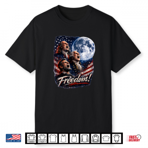 Funny Patriotic Founding Fathers Howling Full Moon Freedom Premium Tri Blend Shirt