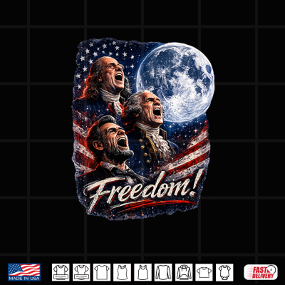 Design Funny Patriotic Founding Fathers Howling Full Moon Freedom Premium Tri Blend Shirt