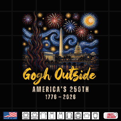 Design Gogh Outside Americas 250th 1776 2026 Starry Night 4th July Shirt