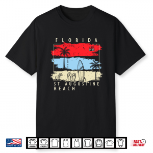 Palm Tree Retro Summer St Augustine Beach Florida Vacation Shirt