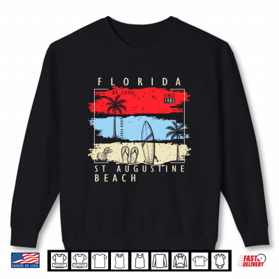 Sweatshirt Palm Tree Retro Summer St Augustine Beach Florida Vacation Shirt