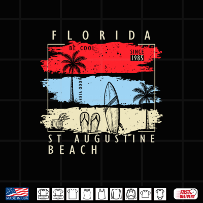 Design Palm Tree Retro Summer St Augustine Beach Florida Vacation Shirt