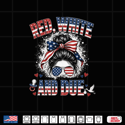 Design Red White and Due 4th of July Pregnancy Announcement Shirt