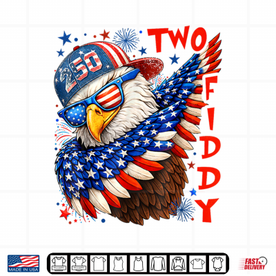 Design Two Fiddy 4th of July Patriotic American Flag Eagle Dabbing Shirt