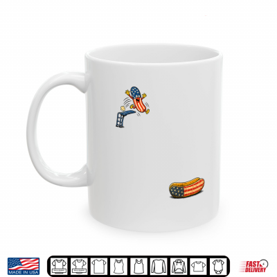 Mug USA Flag Hotdog Jumping Into Bun Patriotic Hotdog Dive Shirt
