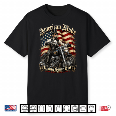 American Made Riding Since 1776 Vintage Patriotic Biker Shirt