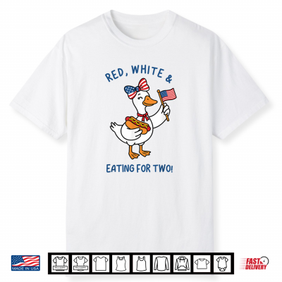 Funny Pregnancy Announcement Red White Eating For Two Goose Shirt