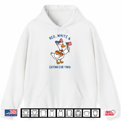 Hoodie Funny Pregnancy Announcement Red White Eating for Two Goose Shirt