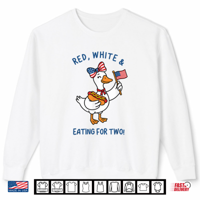 Sweatshirt Funny Pregnancy Announcement Red White Eating for Two Goose Shirt