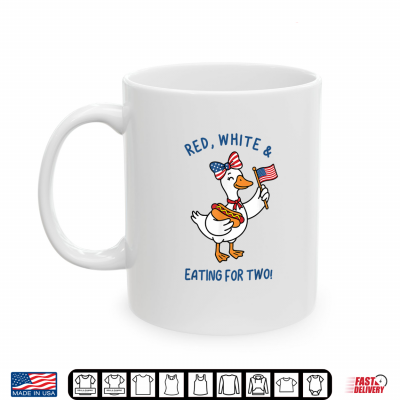 Mug Funny Pregnancy Announcement Red White Eating for Two Goose Shirt