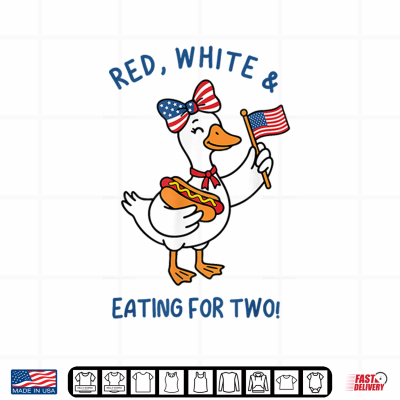 Design Funny Pregnancy Announcement Red White Eating for Two Goose Shirt