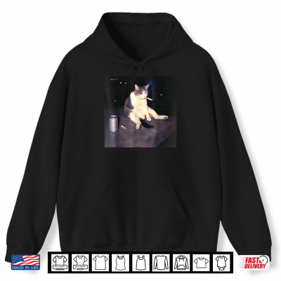 Hoodie Funny Smoking Cat Meme Shirt