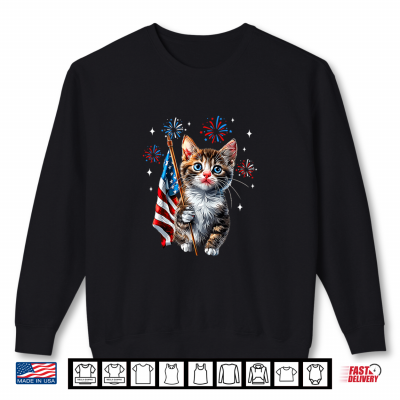 Sweatshirt Independence Day Cat 4Th of July Patriotic USA Flag Graphic Premium Tri Blend Shirt