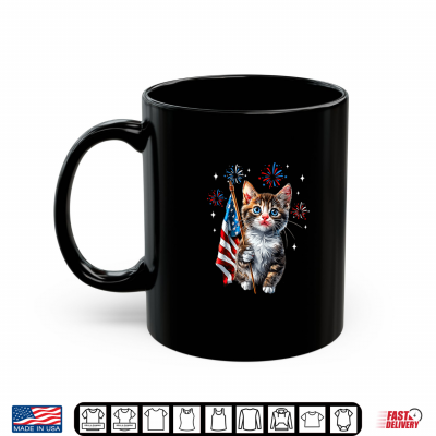 Mug Independence Day Cat 4Th of July Patriotic USA Flag Graphic Premium Tri Blend Shirt