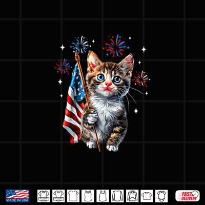 Design Independence Day Cat 4Th of July Patriotic USA Flag Graphic Premium Tri Blend Shirt