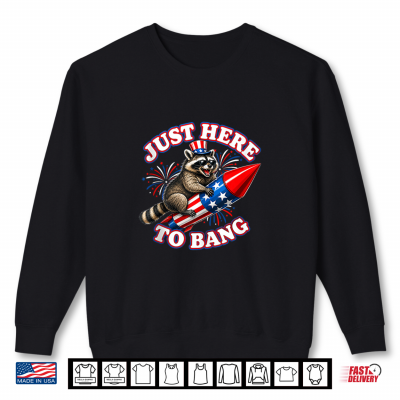 Sweatshirt Just Here to Bang Raccoon Humor Shirt