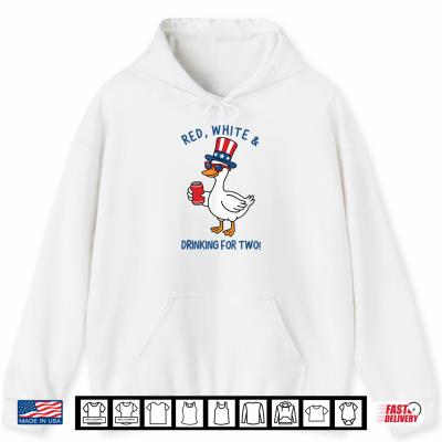 Hoodie Red White Drinking for Two Funny Pregnancy Announcement Shirt