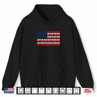 Hoodie Seashell American Flag 4th Of July Patriotic Beach Summer Shirt