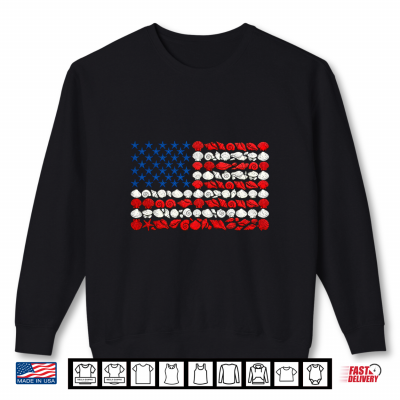 Sweatshirt Seashell American Flag 4th Of July Patriotic Beach Summer Shirt
