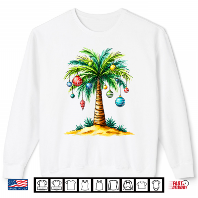 Sweatshirt Tropical Christmas Hawaiian Santa Xmas Lights Palm Tree Shirt