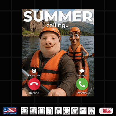 Design Summer Calling John Pork Tung Sahur Kayaking Kayak AI Meme Shirt